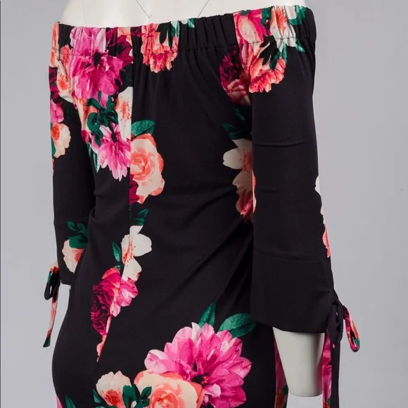 Eliza J Presidential Blue Day Floral Off Shoulder Sheath Dress 4 - Picture 3 of 9